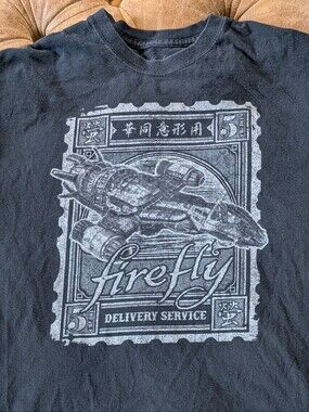 Firefly Delivery Service T-shirt Size L Out of Print Rare Black Nathan Fillion